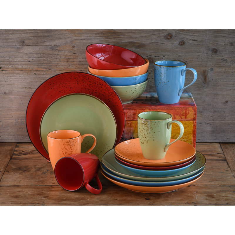 16-Piece Crockery Set Nature Made Of Stoneware For 4 People