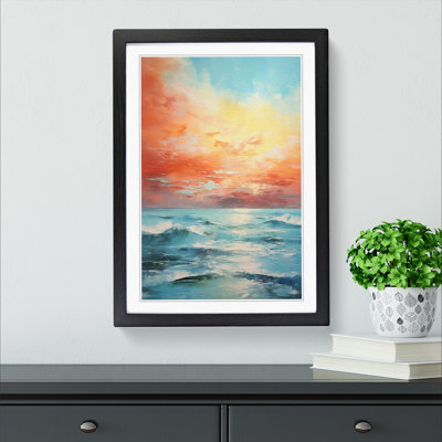 Seascape Gestural No.3 - Single Picture Frame Print on Wood