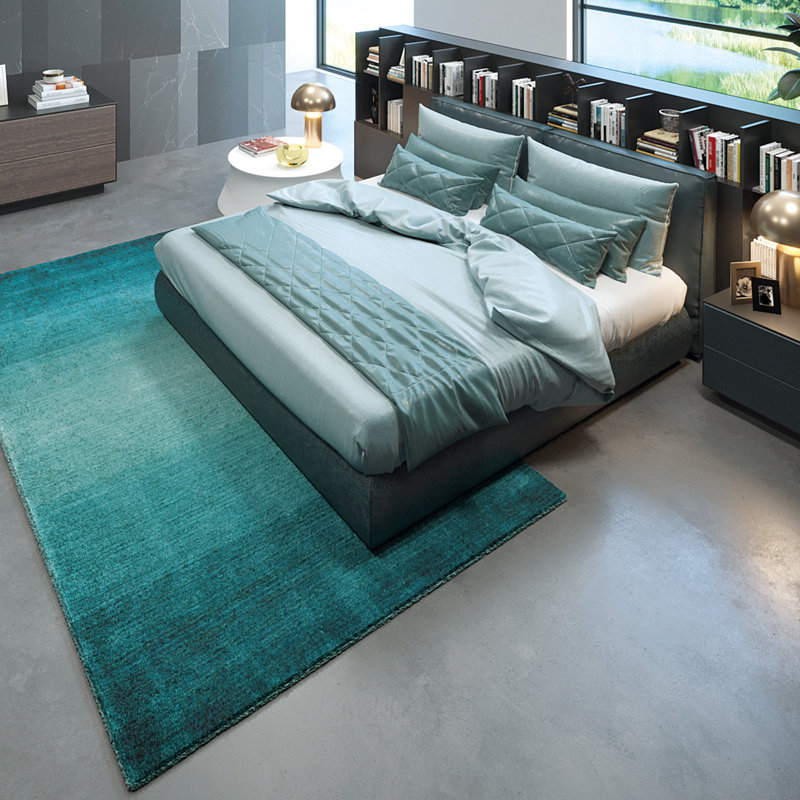 Knag Handwoven Wool Turquoise Rug, Rectangular 70 x 140 cm