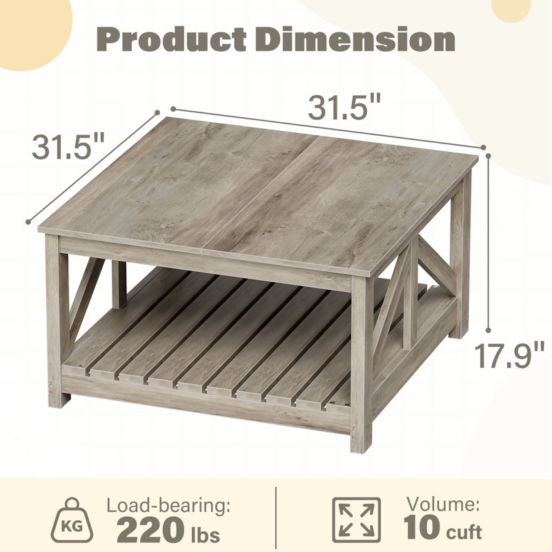 Table basse 31,5 po Farmhouse, Gris, Gris