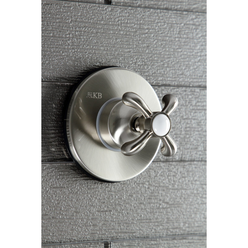 Kingston Brass Single-Handle Wall Mount Three-Way Diverter Valve with Trim Kit, Brushed Nickel