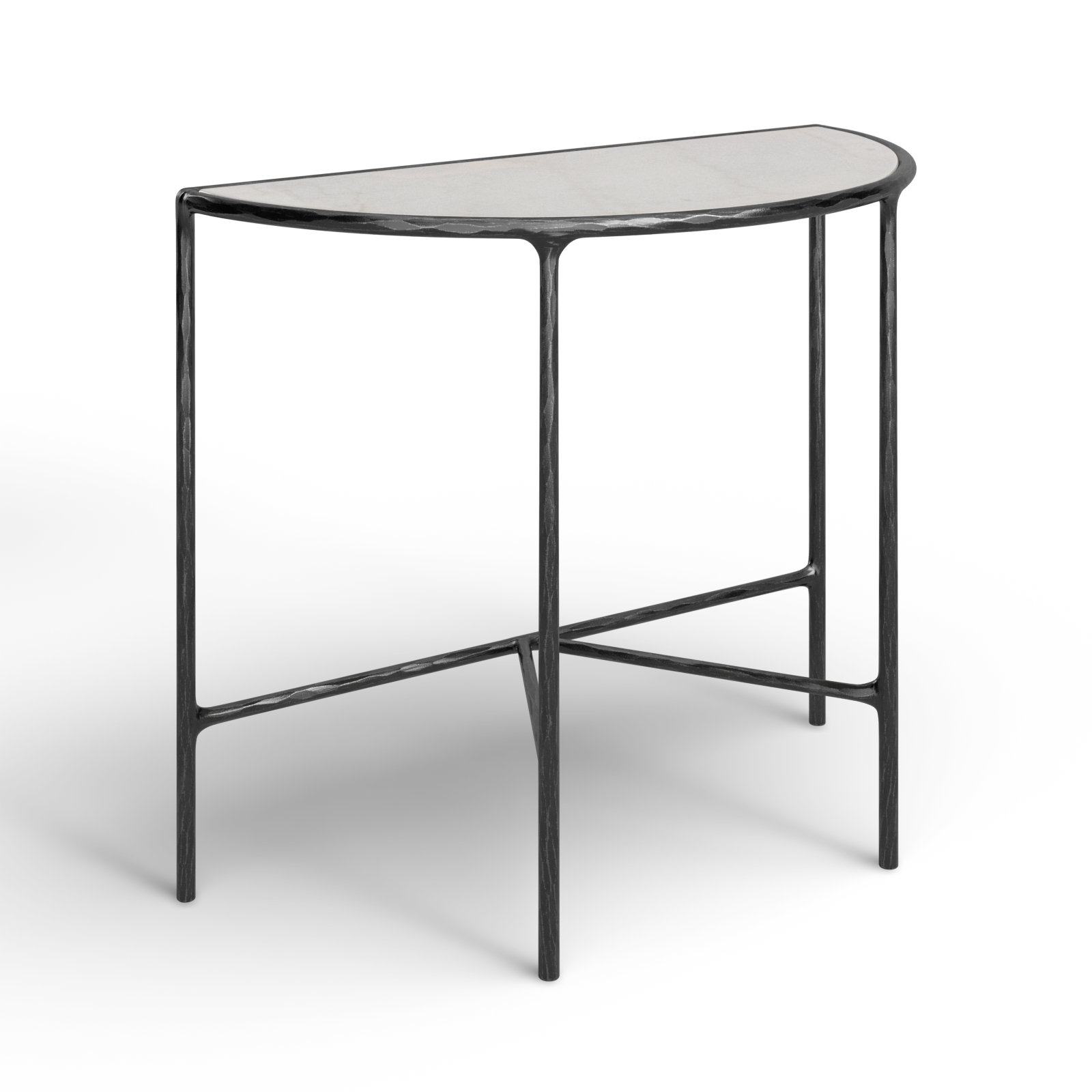 Evelynn 36'' Console Table, White Marble, Black