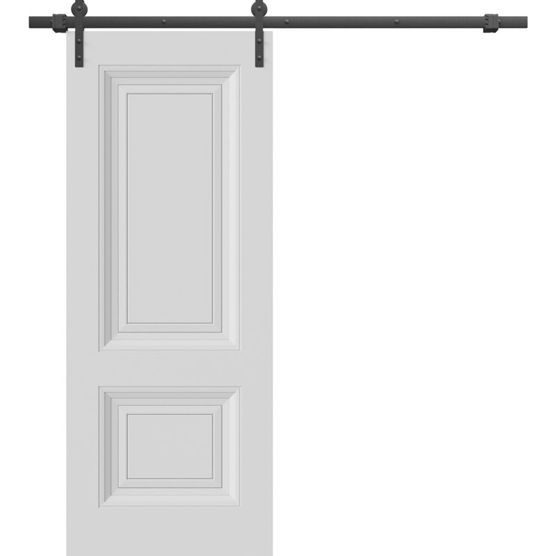 Porte de grange | Blanc ESSENTIEL 1222 | Ensemble de quincaillerie lourde pour rails | Portes intérieures solides