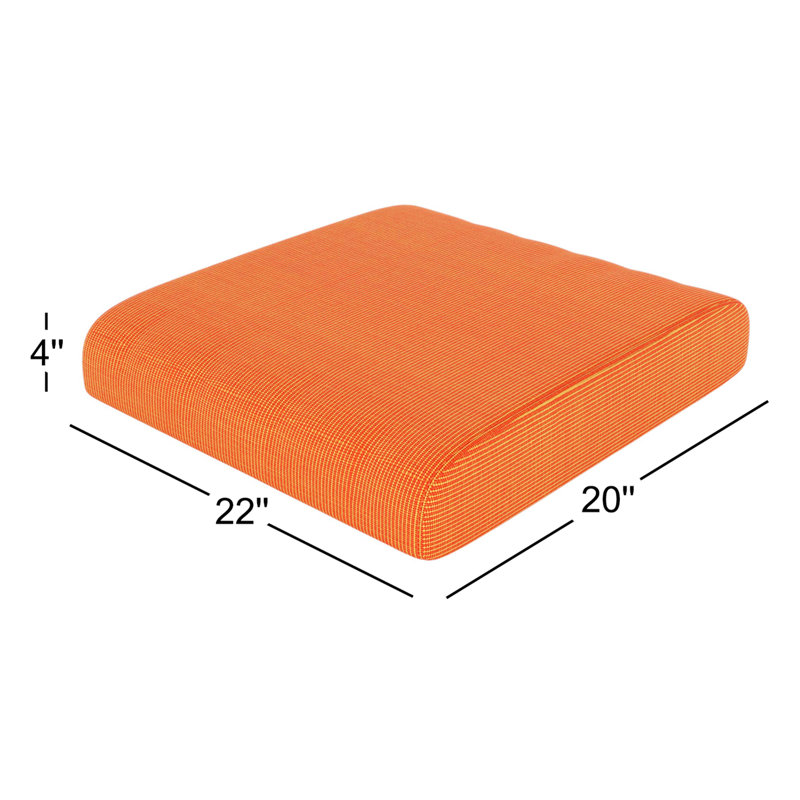 Sunbrella® Outdoor Ottoman Cushion, Sunbrella® Canvas Tangerine, 4" H x 22" W x 20" D