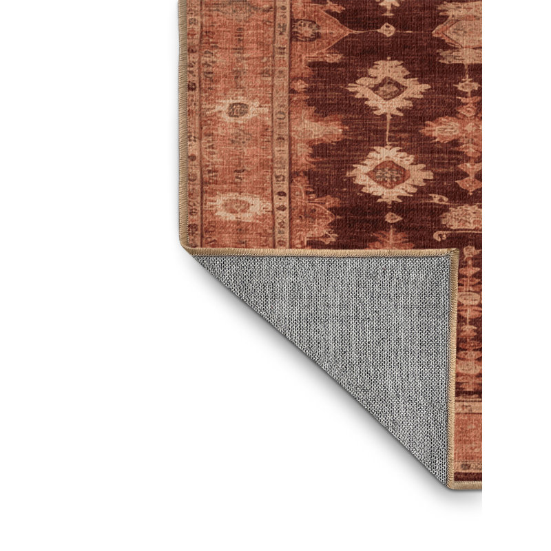 Machine Washable Overdyed Brown Area Rug, Runner 2' x 4'