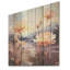 Verre floral sur fond de montagne - Art mural en bois sur bois de pin naturel-403911070