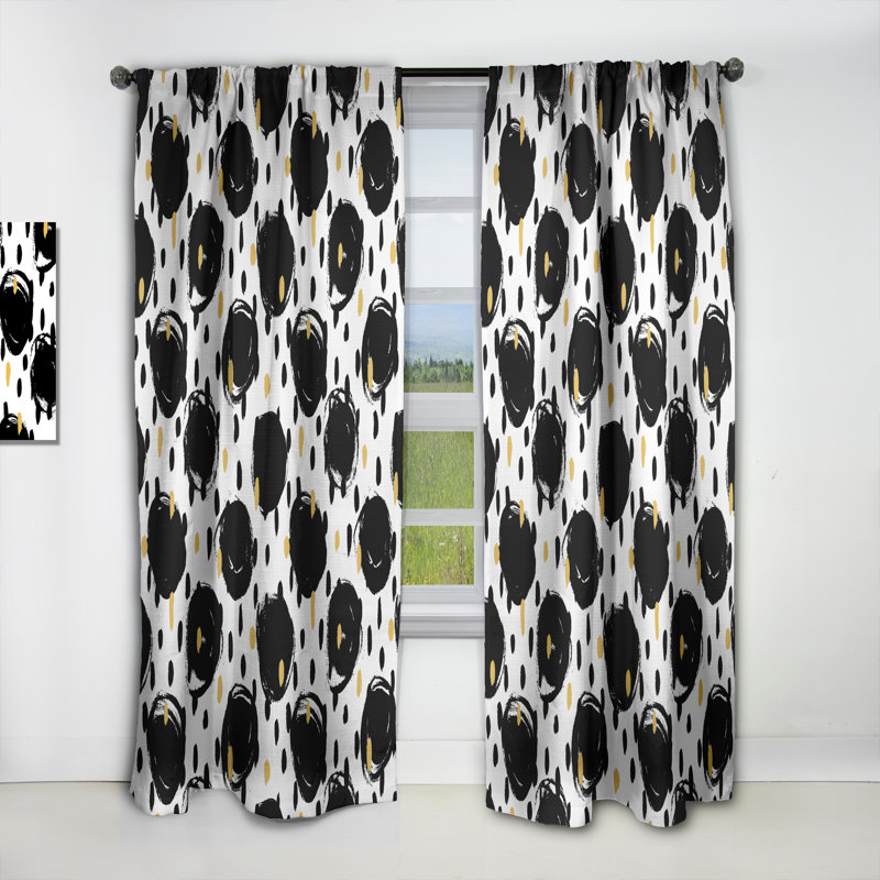 Rideau simple occultant à motif géométrique Mid-Century, L 52 po x L 90 po