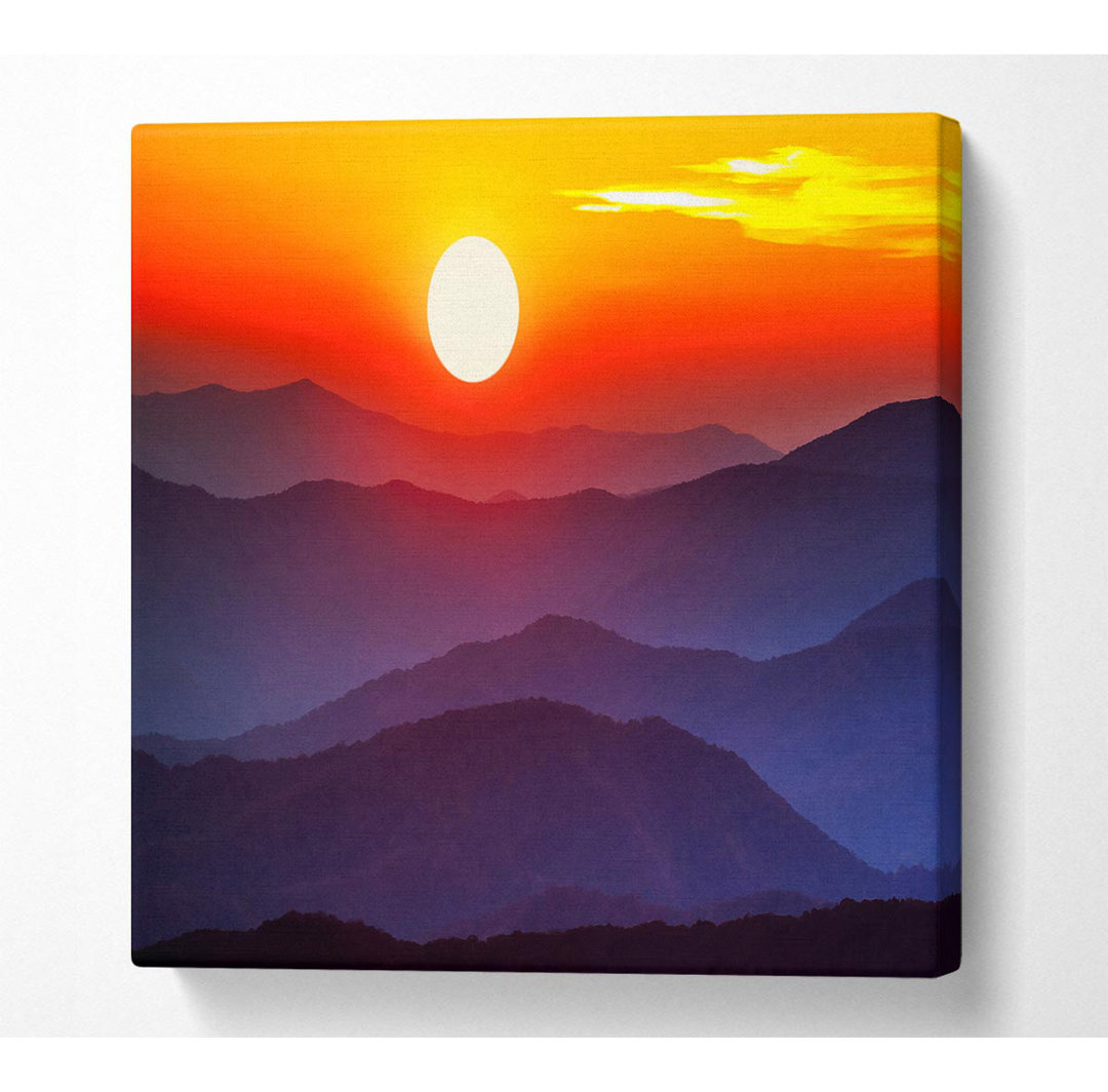 Louisos Blue Misty Mountain Sun 2 - Wrapped Canvas Kunstdrucke