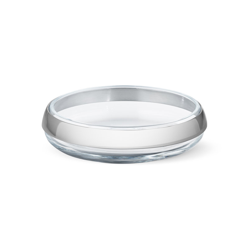 Duo Sleek Decorative Bowl in Clear/Mirror Polished, 1.57" H x 5.91" W x 5.91" D
