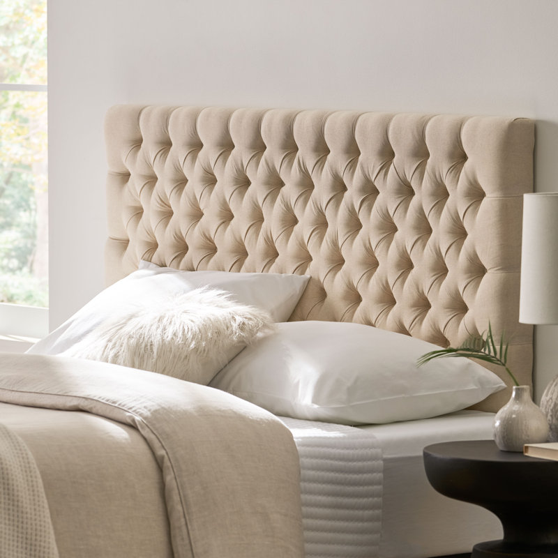 Tête de lit tapissier à panneau grand Dannett, Beige