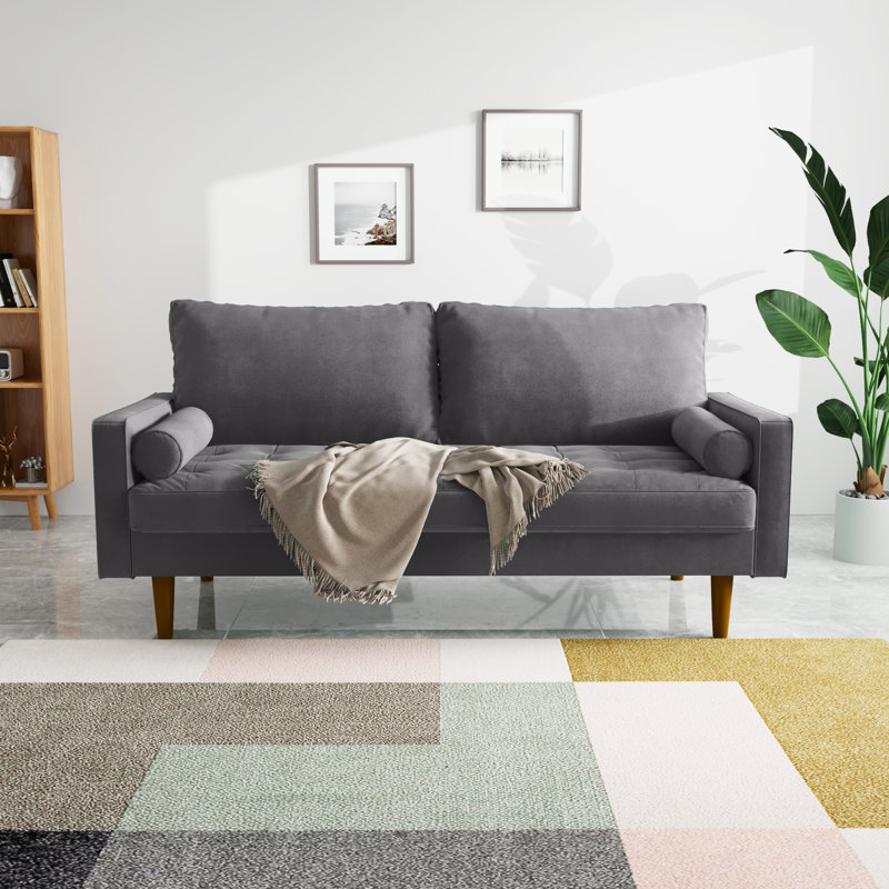Mauck Modern Sofa,70 Inch Velvet Couch for Living Room,Spring Cushions,Solid Wood Frame,Easy Assembly for Small Spaces