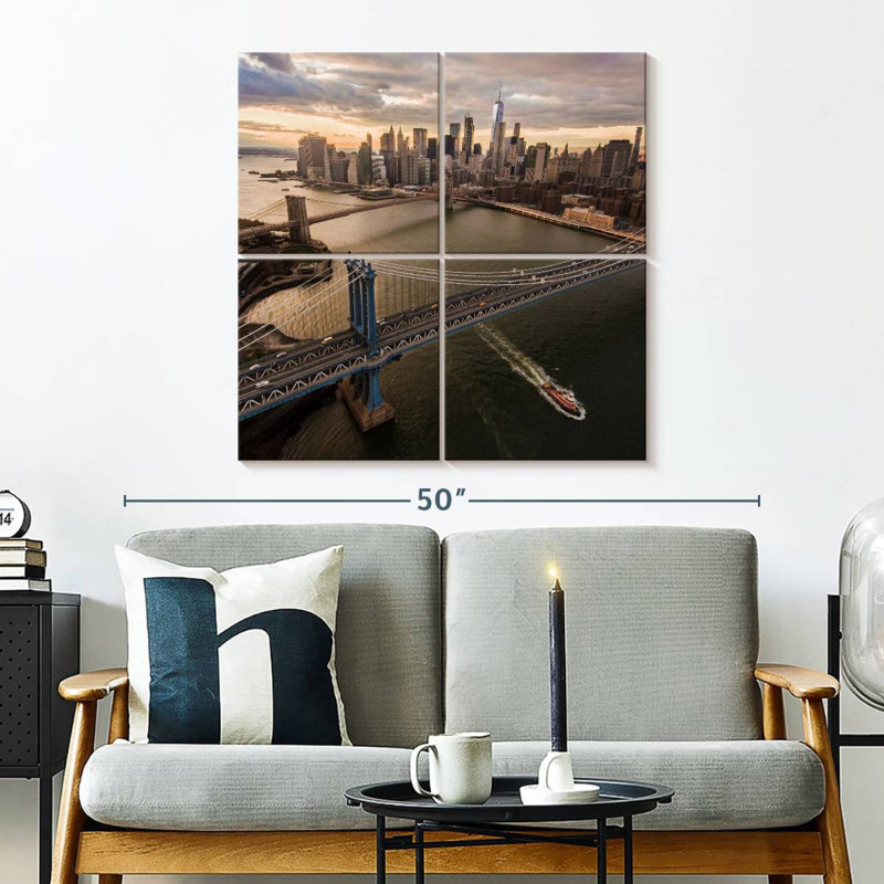 Sirci Manhattan et le pont de Brooklyn, H 32 po x l 32 po