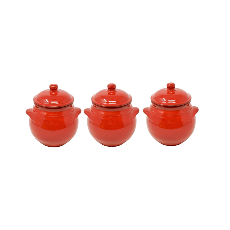 Selena Storage Jar 15cm - Set Of 3, Red