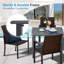 Hashim Square Metal Outdoor Dining Table With Umbrella Hole , 37.8'' in. W 37.8'' in. D-836573236