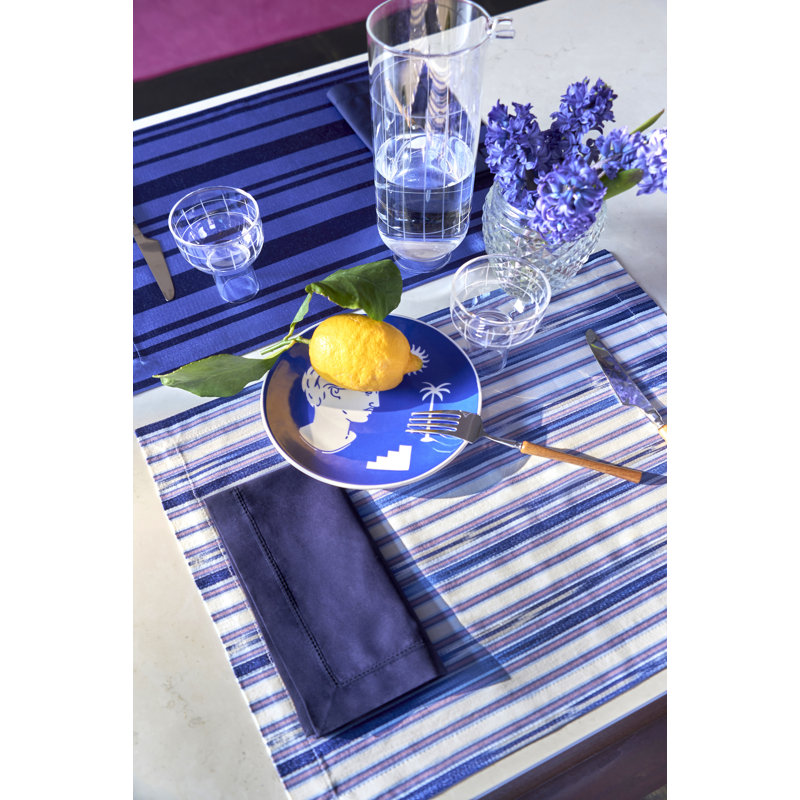 Kutnu Ikat Placemat, Blue/Navy