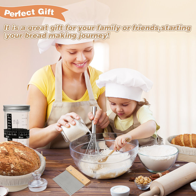 Complete Artisan Bread Proofing Basket Set - 9" & 10" Bowls + Tools