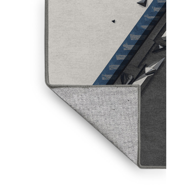Tapis à motif géométrique rustique moderne en laine grise lavable à la machine Barnesville, 3 X 5