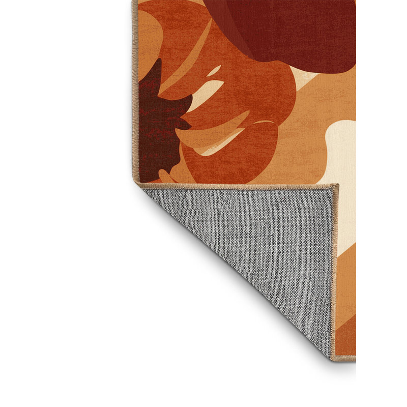 Tapis brun Aedan Peppers Bell Chili lavable à la machine - reliure brun clair, 4x6