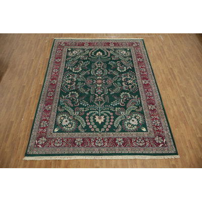 Tapis oriental vert complexe Agra 9 x 12