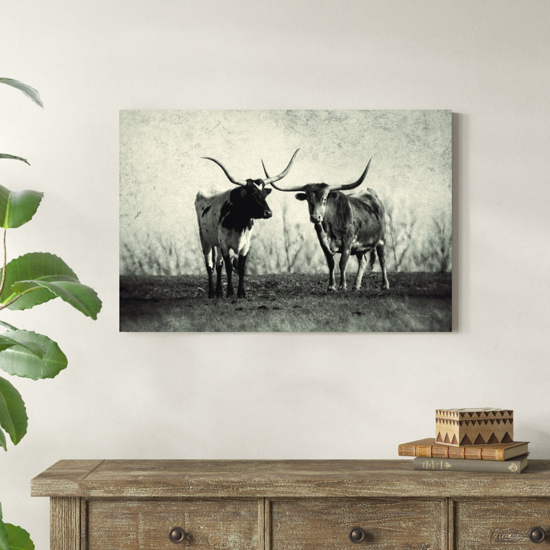 Texas Longhorns par Debra Van Swearingen - photographie sur toile tendue, H 24 po x l 36 po x P 1,25 po