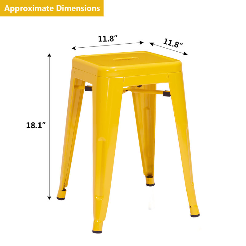 Tabouret court de 18 po en métal, Jaune