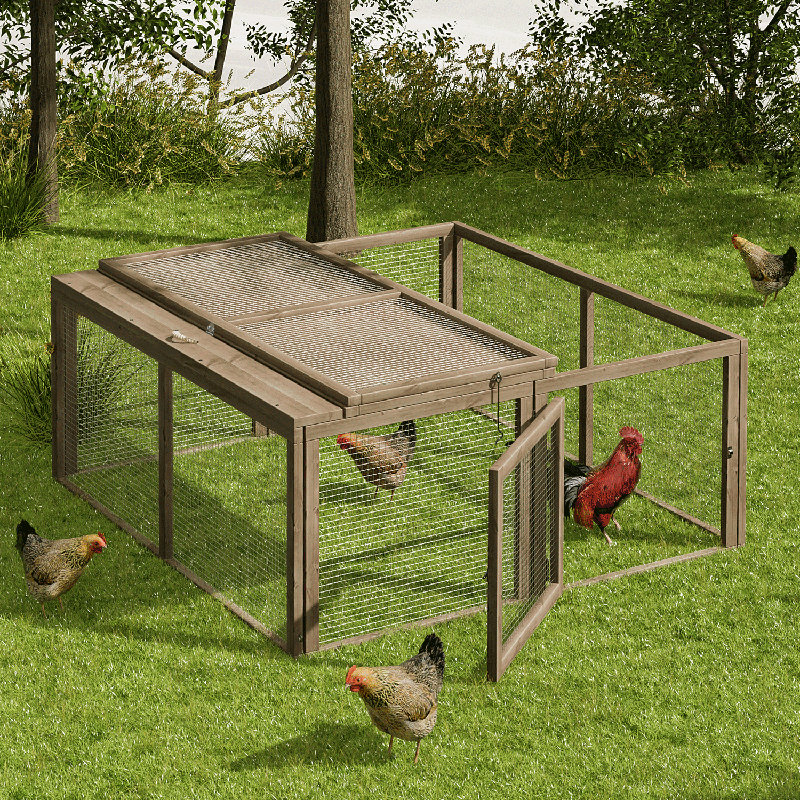 Cage à poules en bois 45,5 po Daymin, gris