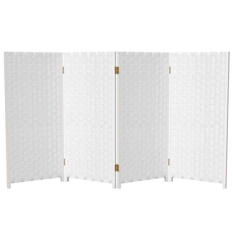 3 Ft. Tall Woven Fiber Room Divider, White, 4