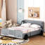 Lit plateforme gris en forme de voiture avec roues robustes - Option de chambre à coucher confortable pleine grandeur et pratique-1335130130-1335130128