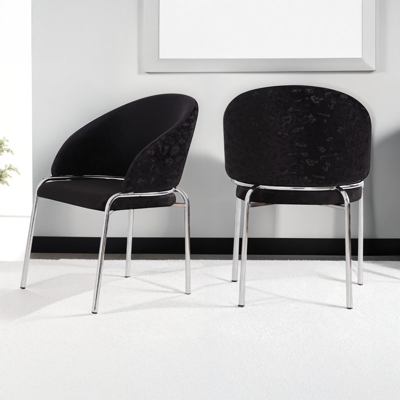 Onyx Velvet Side Chair, Stainless Steel, Black