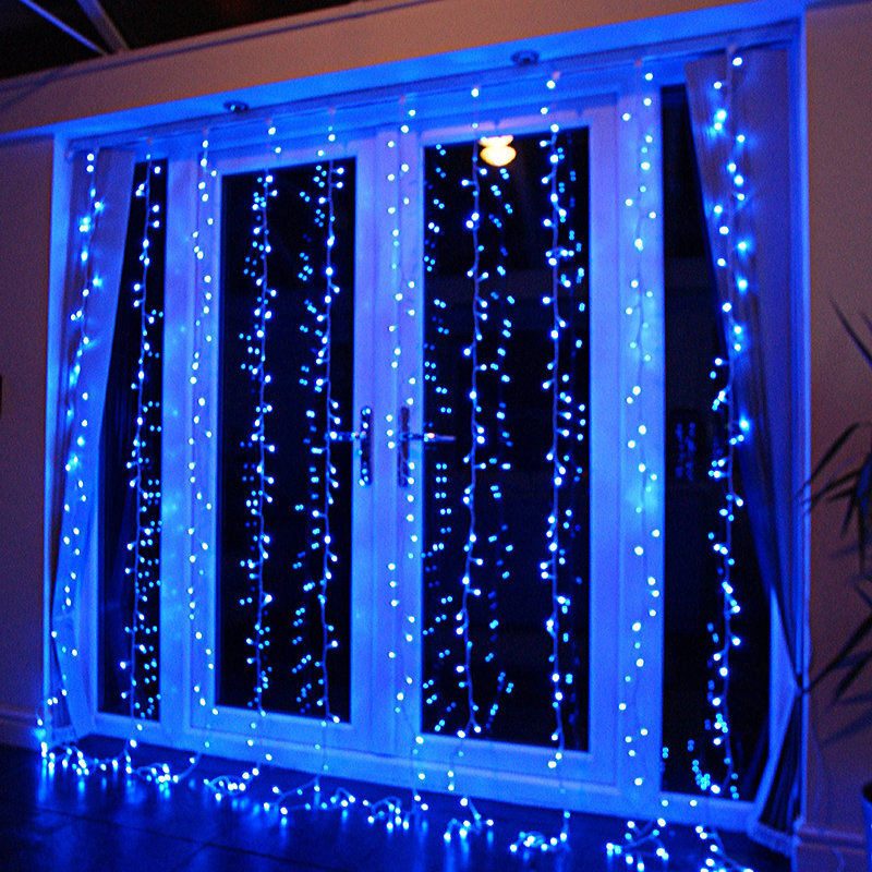 Vanbuskirk 9.8ft x 9.8ft LED String Light, Plug-in Curtain Fairy Light, Blue