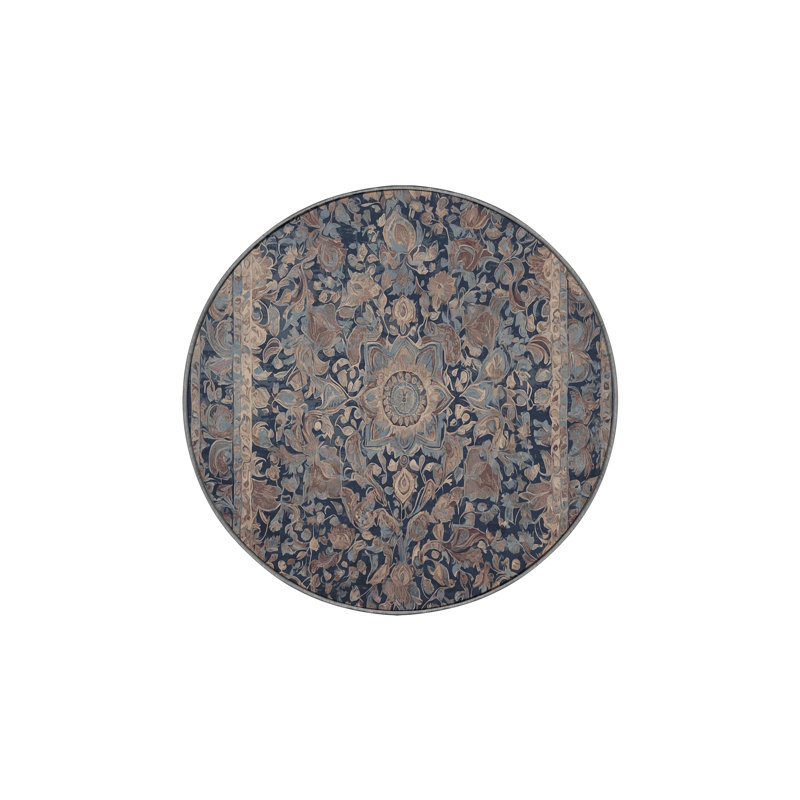 Machine Washable Gray Area Rug, Round 8'