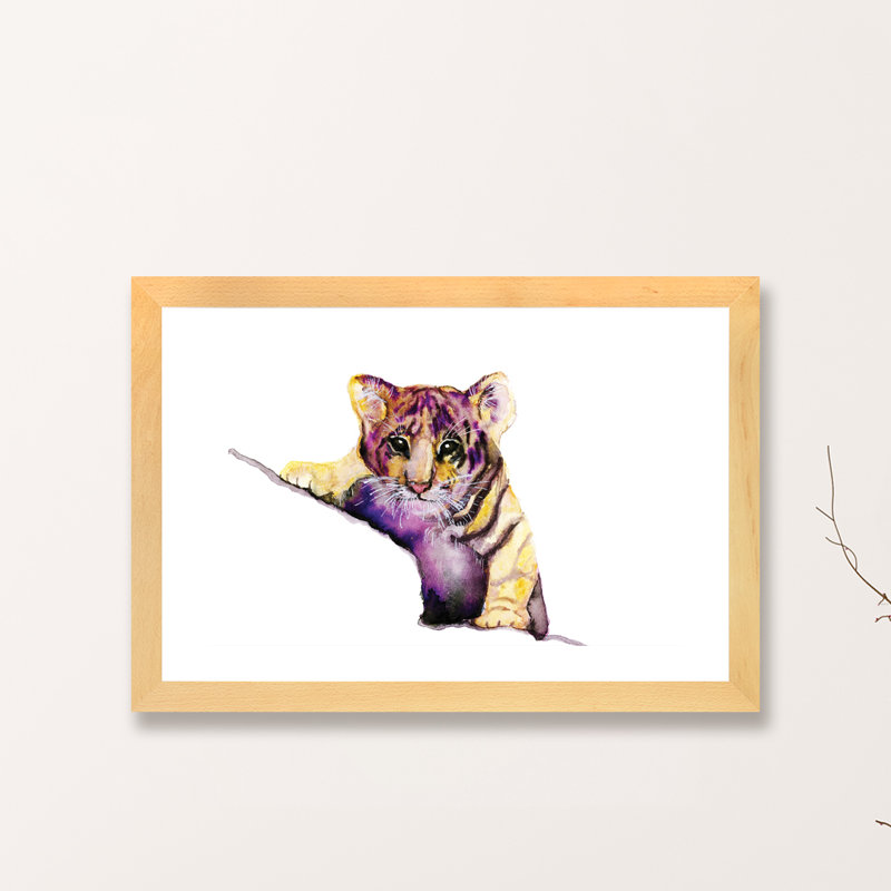 Animals, 24" H x 32" W x 1" D, Beige Wood Framed Paper