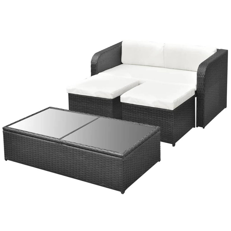3 personnes - 60 po de long, Noir, Blanc crème
