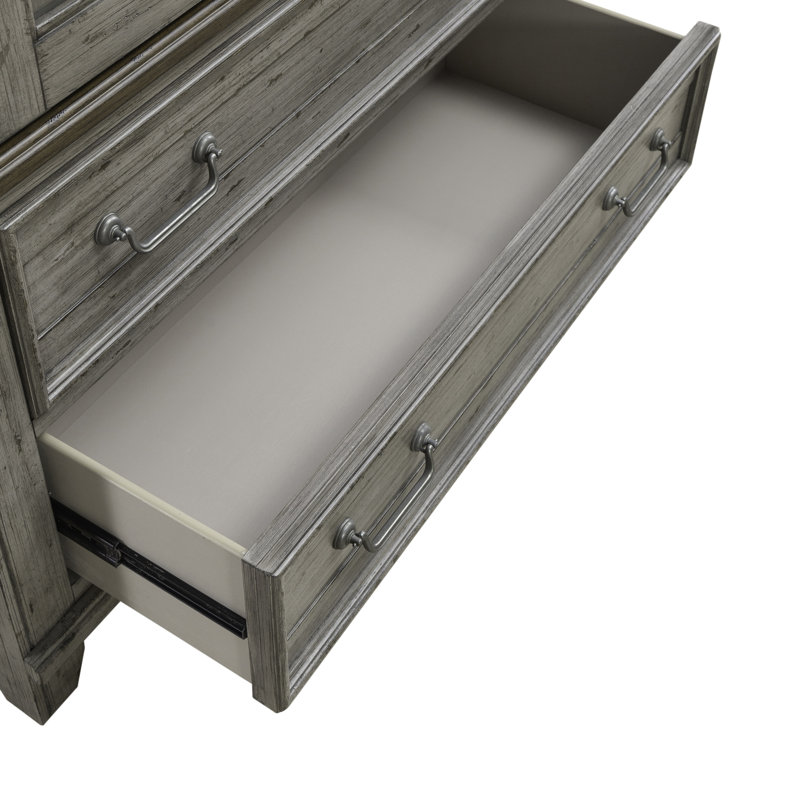 Cogan Curio Cabinet w/ LED Lighting, Riverstone Gray