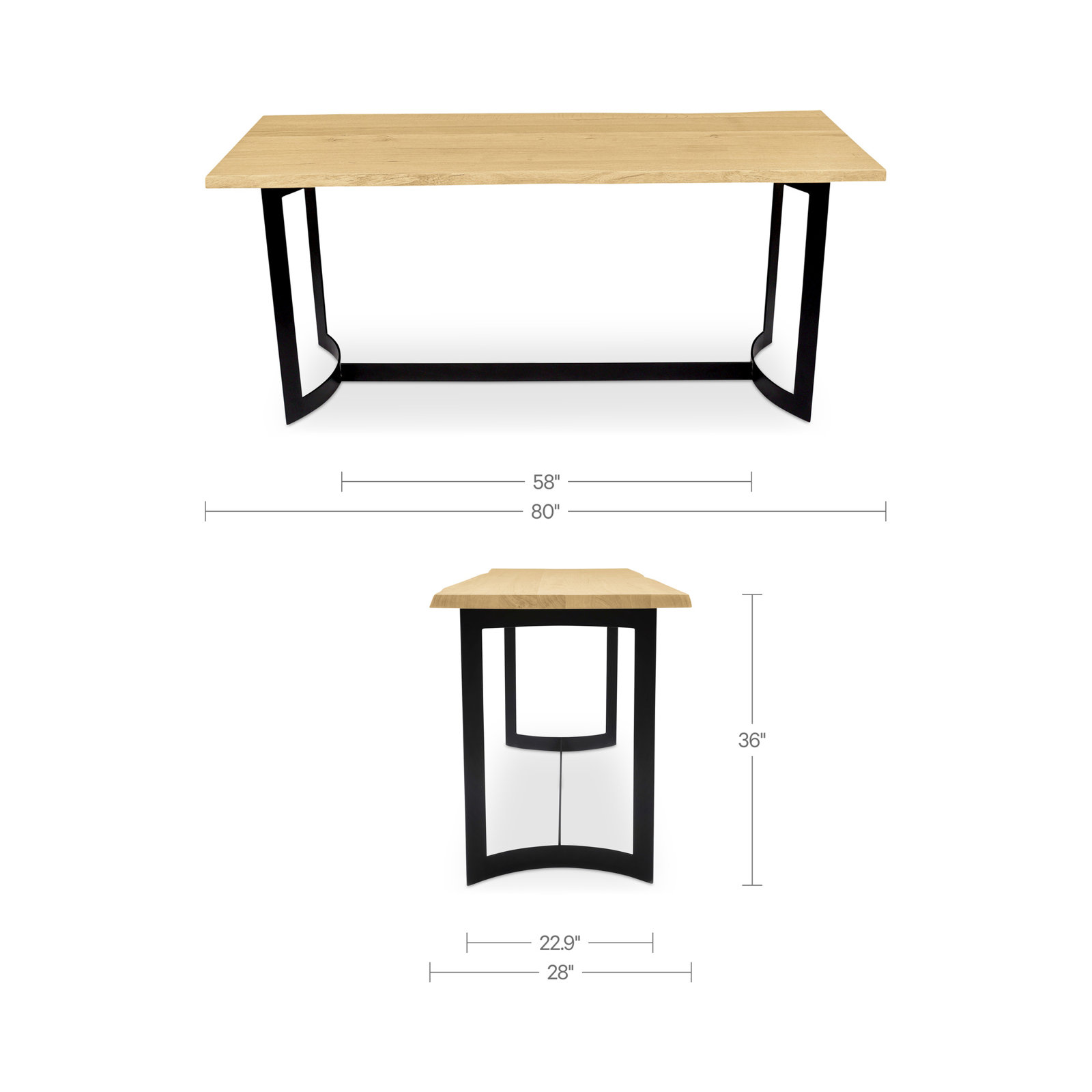 Burnell 80'' Dining Table, Oak, Natural Oak/Brown