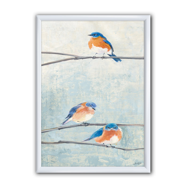 « oiseau hanging on tree ii », impression sur toile, Cadre blanc, H 20 po x l 12 po x P 1po