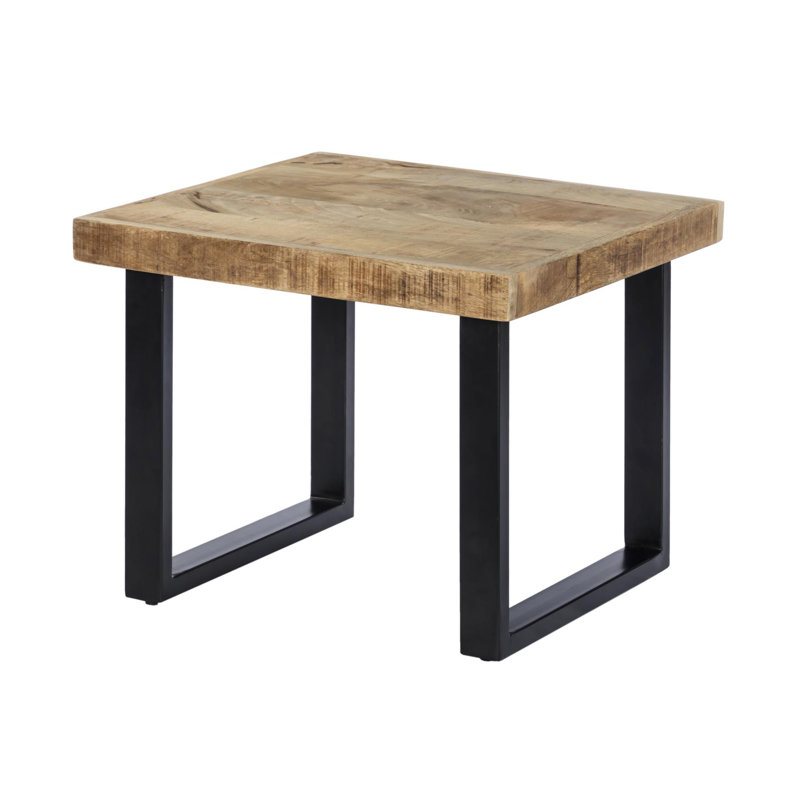 Macau Industrial Solid Wood and Metal Coffee Table, 45cm H x 55cm W x 55cm L