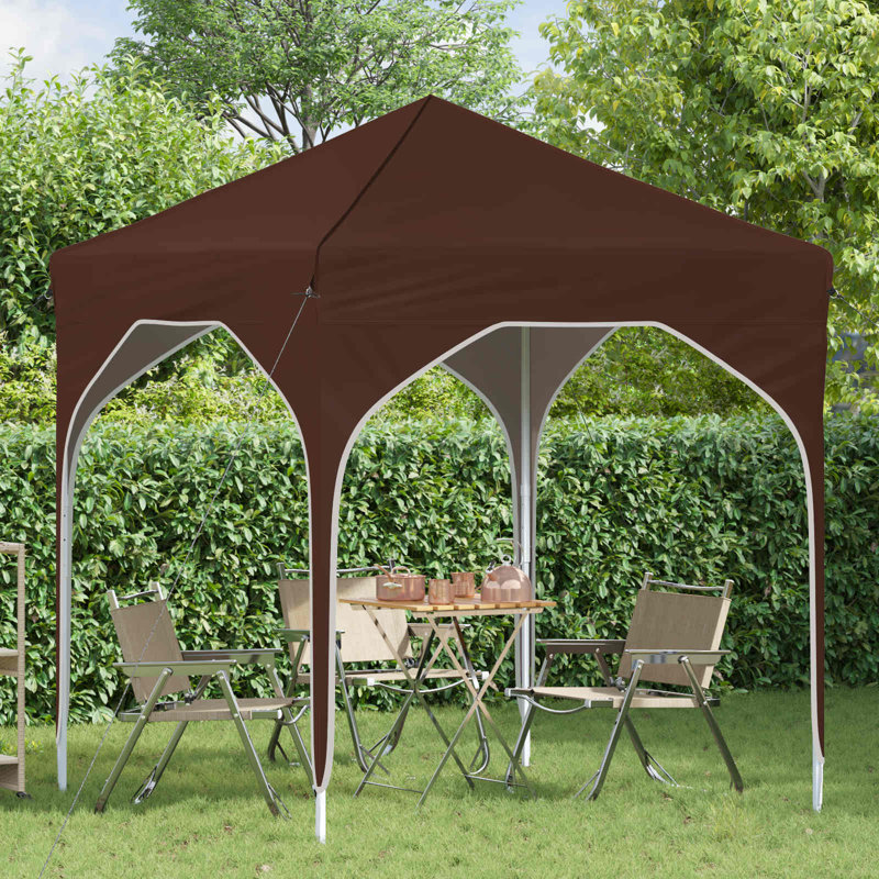 Vidaxl Pop-Up Party Tent 210D Oxford With Silver Coating, 194cm W x 194cm D, Dark Brown