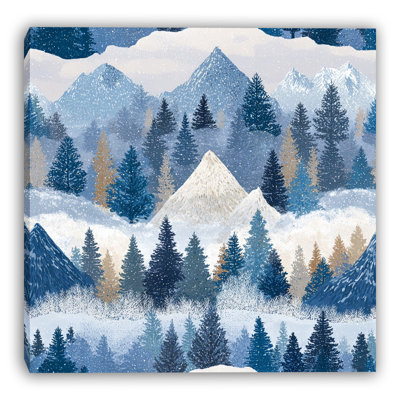 «Misty Mountain Pines in Winter», art mural sur toile tendue