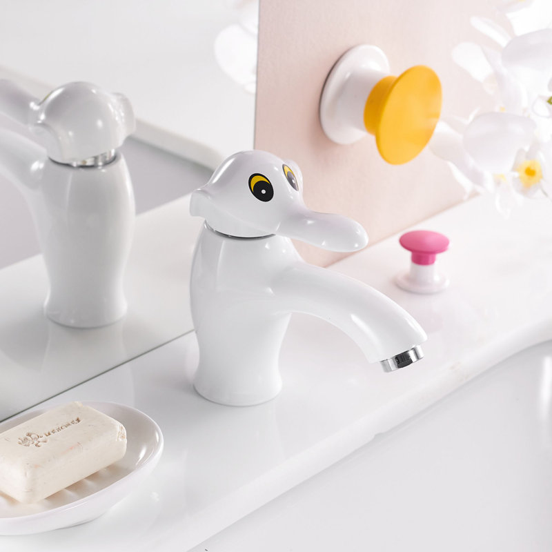 Robinet pour salle de bain à un trou avec drain, Blanc