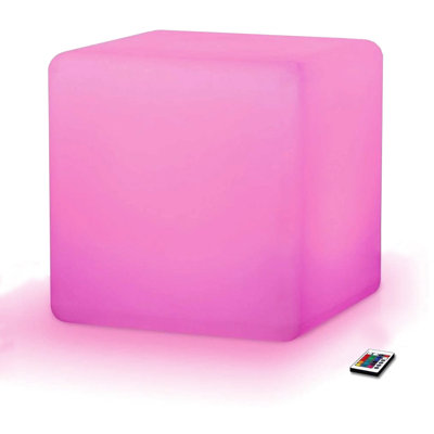 Modern Home LED Glowing Cube Box Stool w/Infrared Remote Control - Color Changing Light Indoor/Outdoor Weatherproof Stool