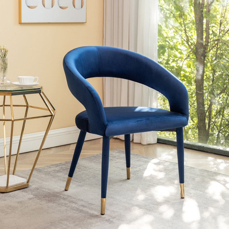 Sina 17.91'' H Velvet Upholstered Armchair, Blue