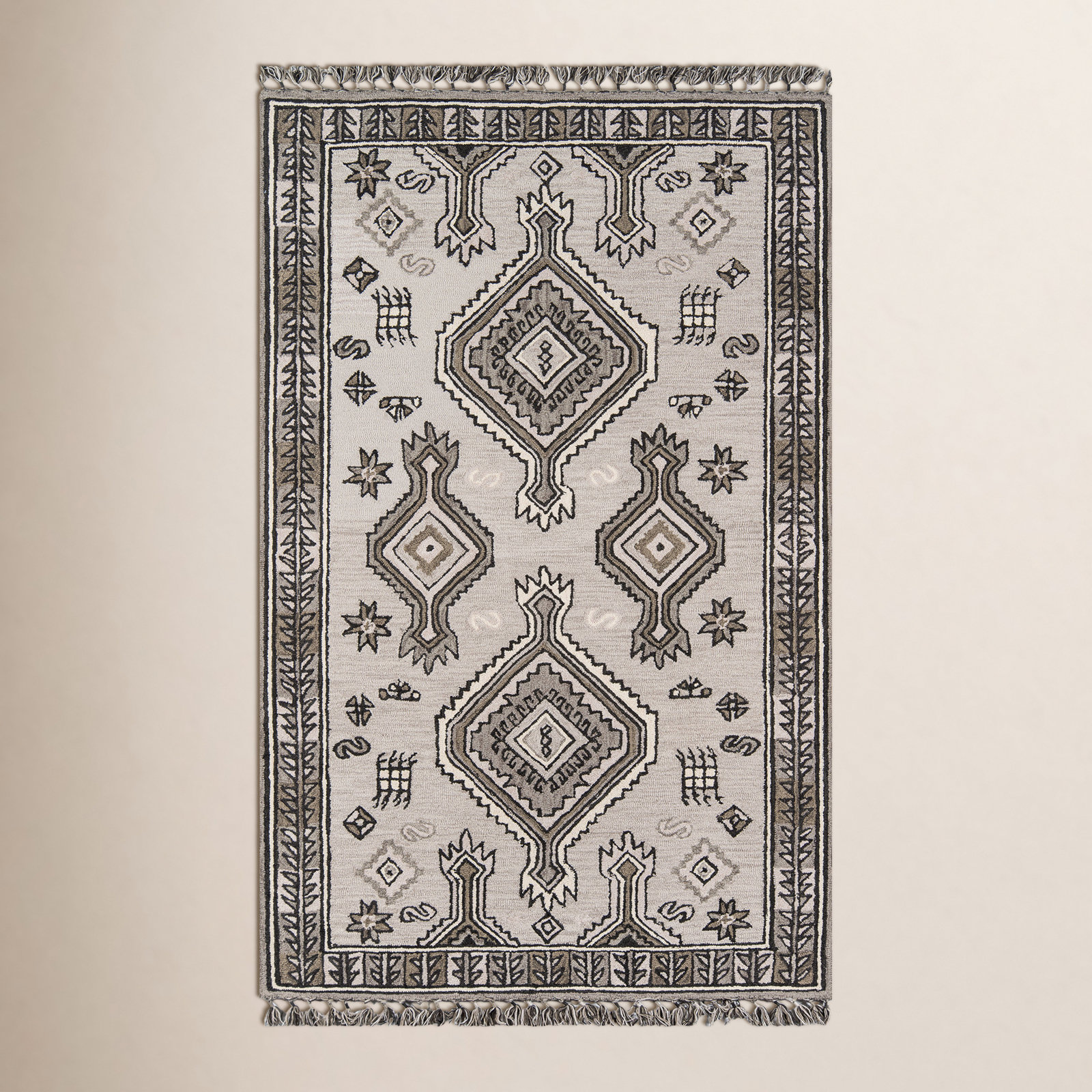 Bronte Gray Hand-Tufted Wool Rug, Rectangle 3'6" x 5'6"