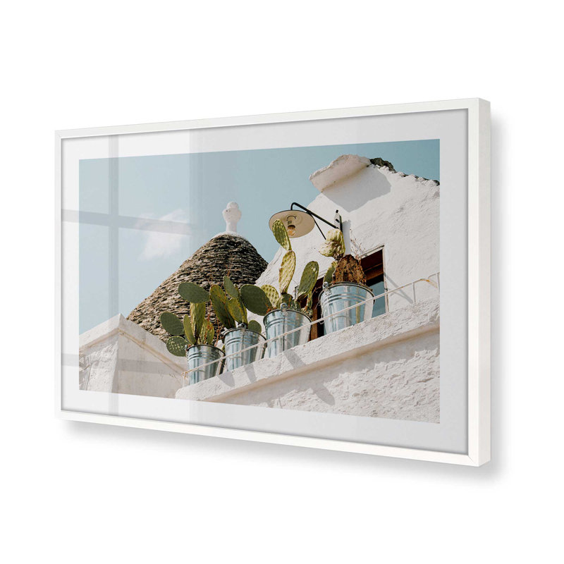 Cacti Perch Print, Opaque White Framed, 17" H x 21" W x 1.25" D