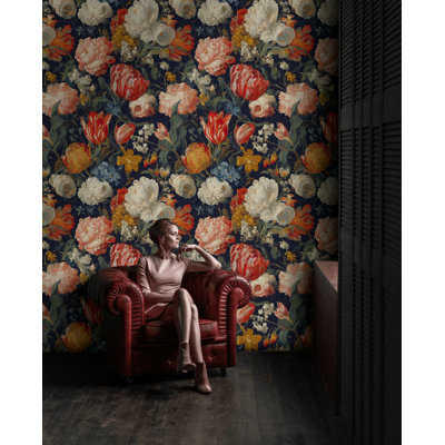 Dutch Floral Wallpaper Vintage Bloom Peel And Stick Removable Wall Decor