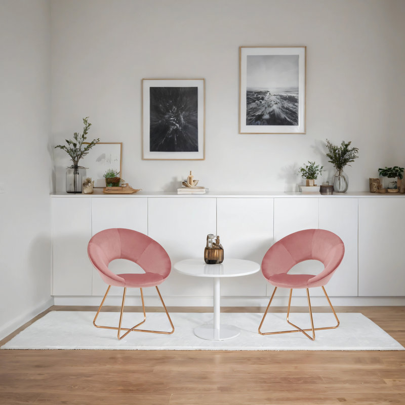 Fauteuil d'appoint moderne 28,35 po Vanezza, Dark Pink Velvet, Doré, 2