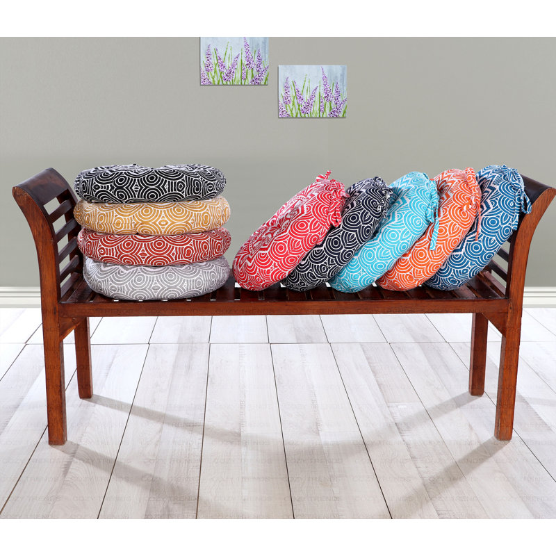 Handmade Round Cotton Chair Seat Pads With Ties – 16X16 Inch Cushions For Dining Chairs, Office Chairs & Bar Stools – Soft, Durable & Comfortable Seating (Set Of 2)