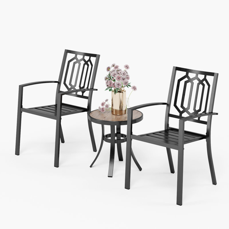Ensemble repas de patio 3 pièces avec table en bois Salem