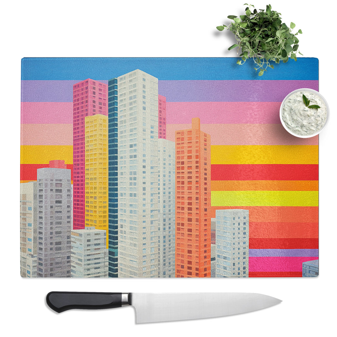 Skyscraper Colour Field No.3  Glass Chopping Board