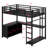 Metal Loft Bed With Storage Cubes And Shelves, Wardrobe And L-Shaped Desk-1049782206